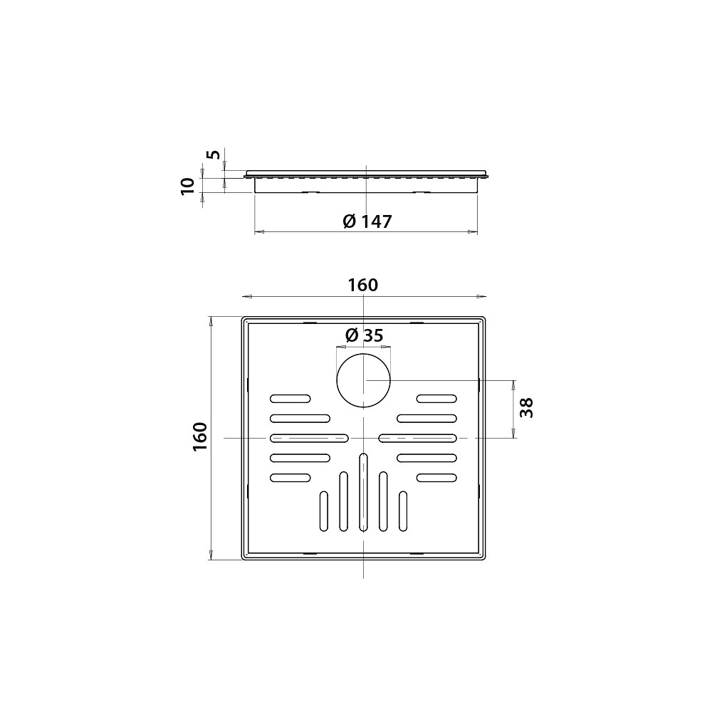 Vieser Classic grating with plastic frame 160×160 Ø32 Vieser Classic grating with plastic frame 160×160 Ø32