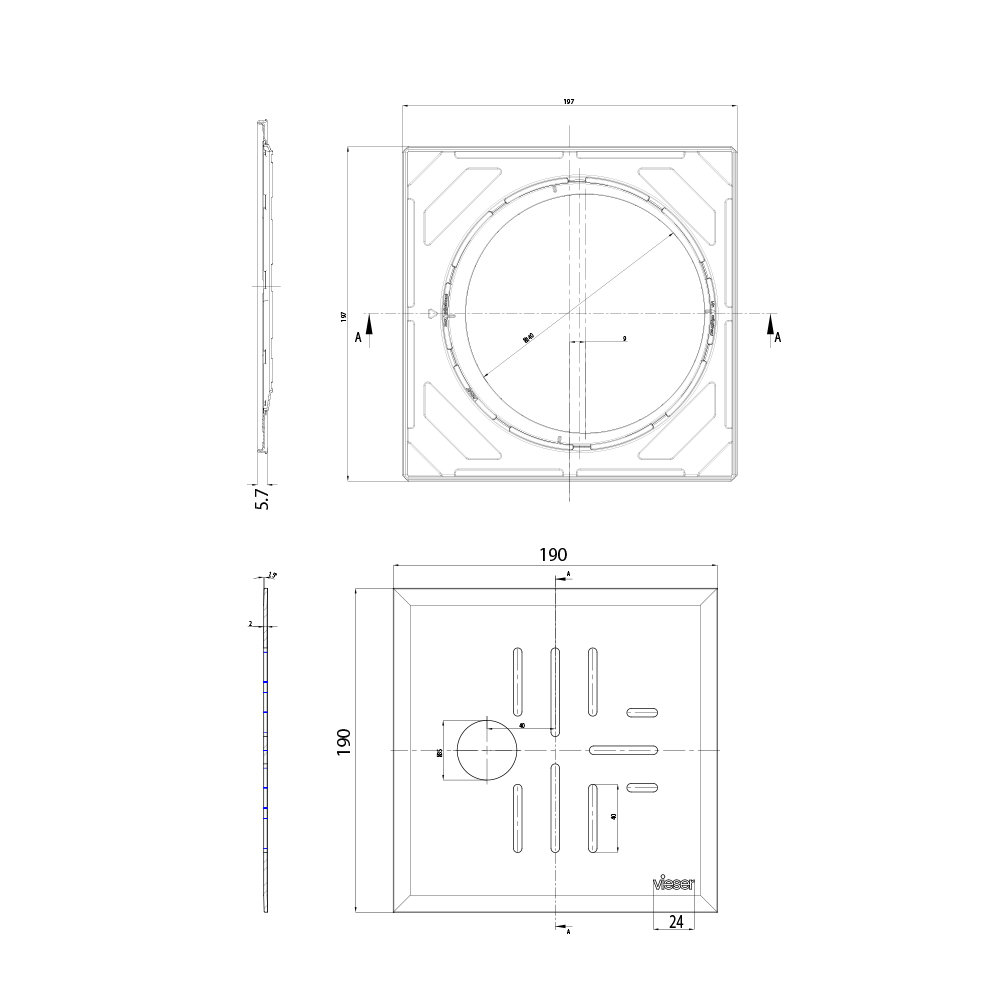 Vieser Classic+ kaas reguleeritava terasraamiga 197×197 Ø40 Vieser Classic+ kaas reguleeritava terasraamiga 197×197 Ø40