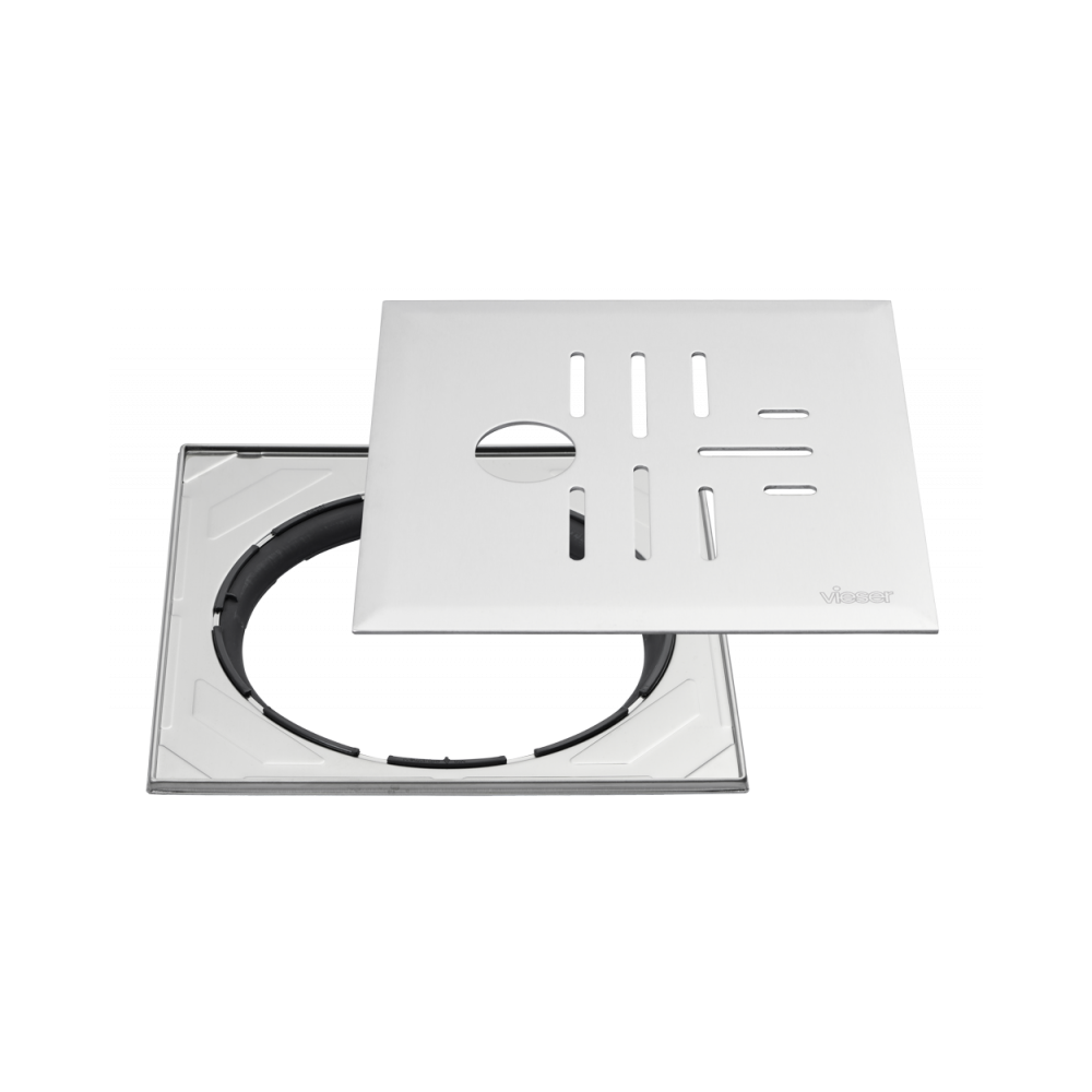 Vieser Classic+ galler med justerbar stålram 197×197 Ø40 Vieser Classic+ galler med justerbar stålram 197×197 Ø40