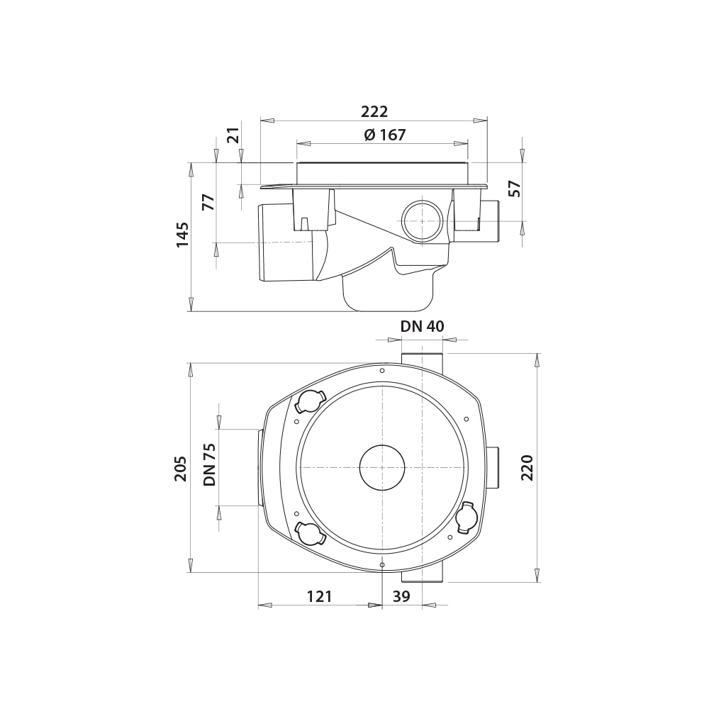 Vieser One floor drain DN75 3×32/40 Vieser One floor drain DN75 3×32/40