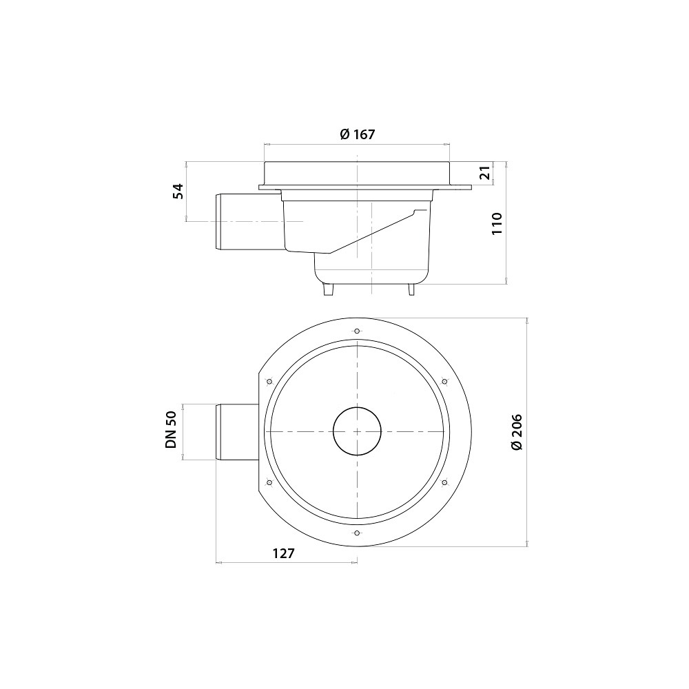 Vieser low model floor drain DN50 Vieser low model floor drain DN50