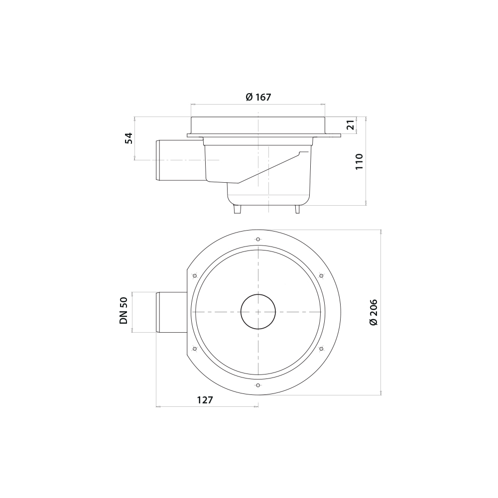 Vieser low model floor drain DN50 Vieser low model floor drain DN50
