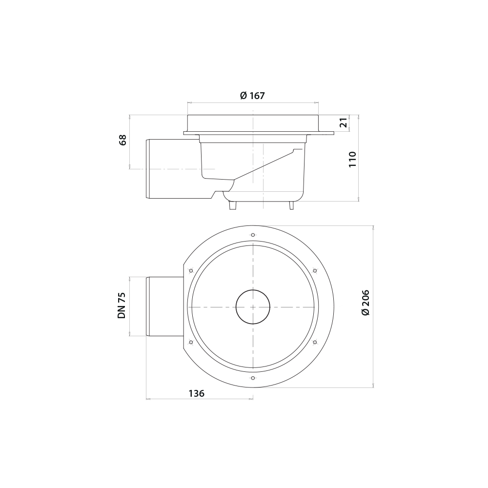 Vieser low model floor drain DN75 Vieser low model floor drain DN75