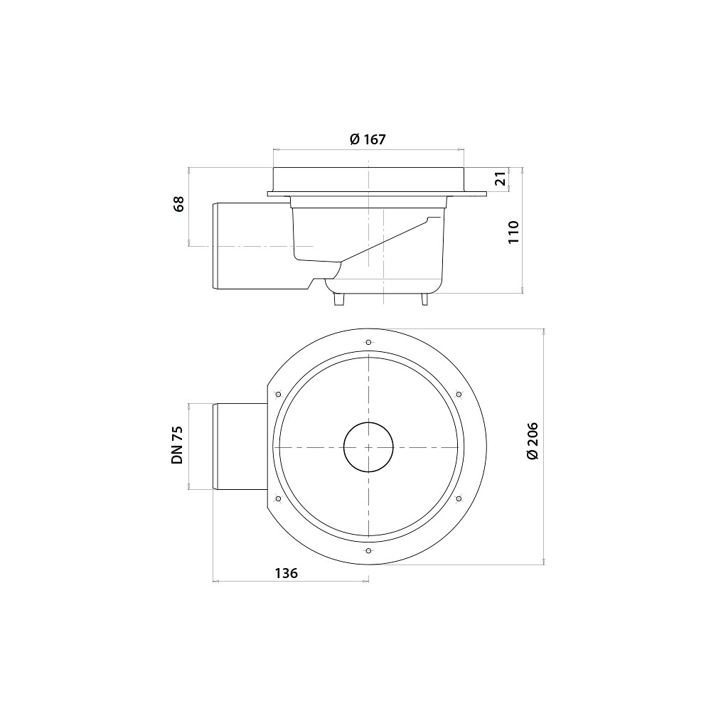 Vieser low model floor drain DN75 Vieser low model floor drain DN75