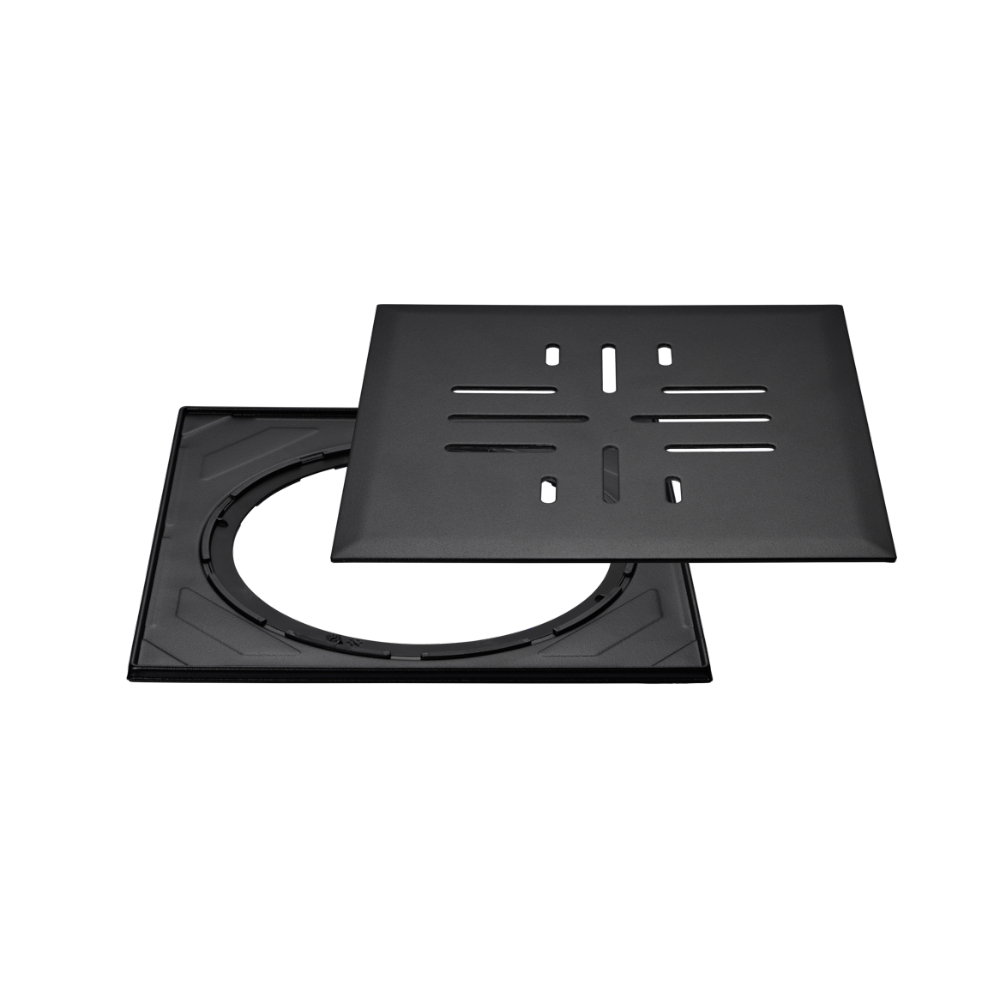 Vieser Classic+ black grating with adjustable stainless steel frame 197×197 Vieser Classic+ black grating with adjustable stainless steel frame 197×197